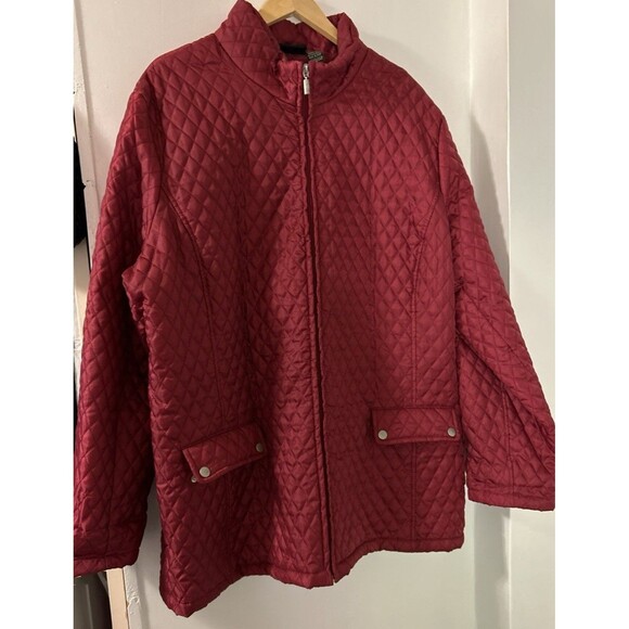 Jane Ashley Women's Full Zip Quilted Puffer Jacket Size 3X /BurgundyRose Colored - Picture 1 of 8